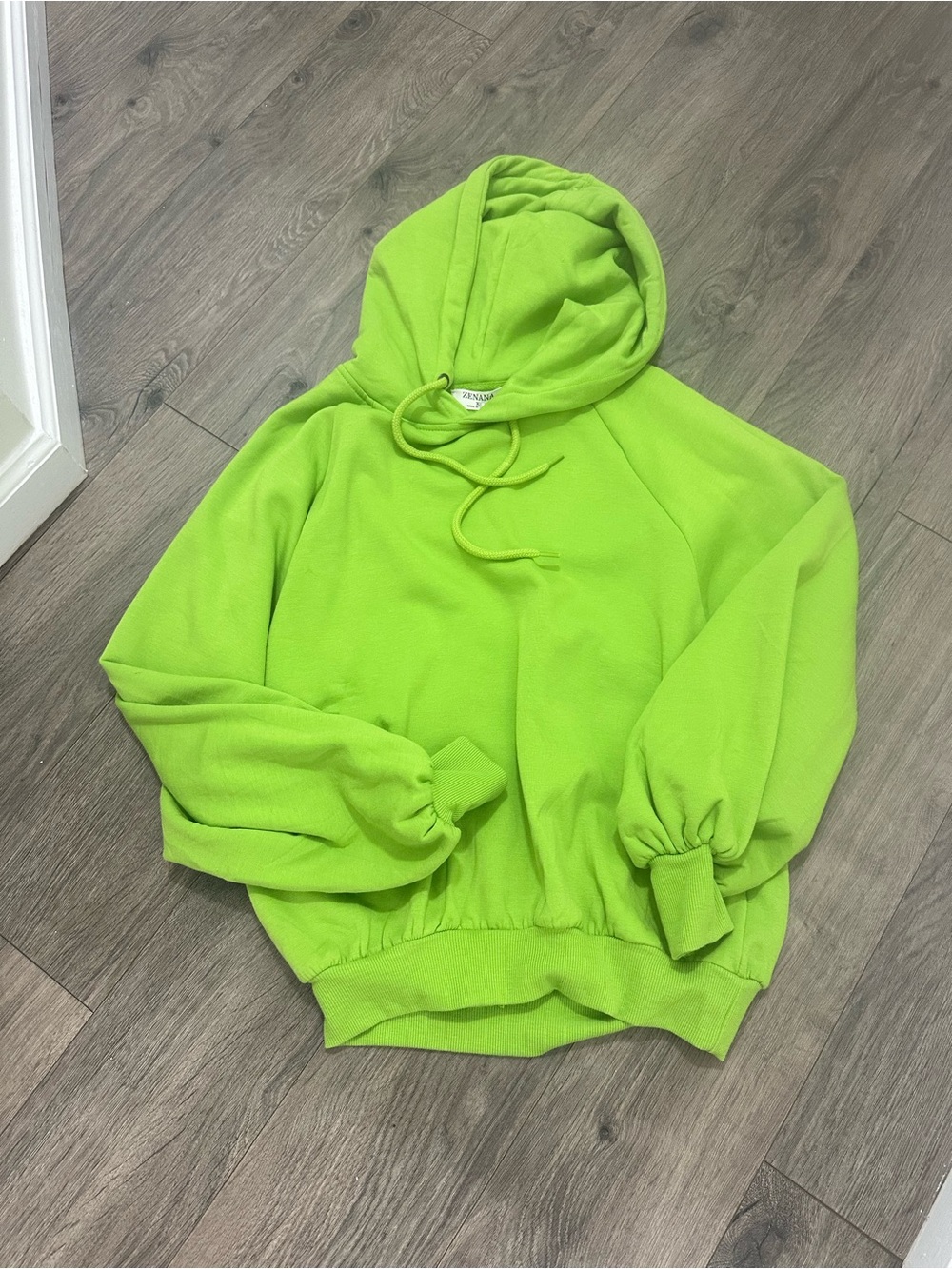 Zenana Neon Lime Hooded Sweatshirt new with tags xs super soft!!